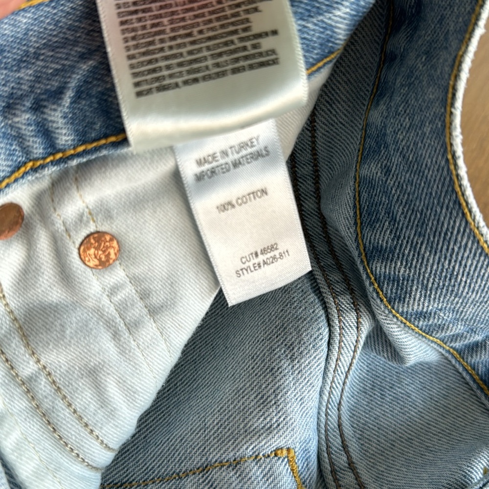 AGOLDE Light Blue Distressed Denim Jean Shorts - Picture 3 of 5